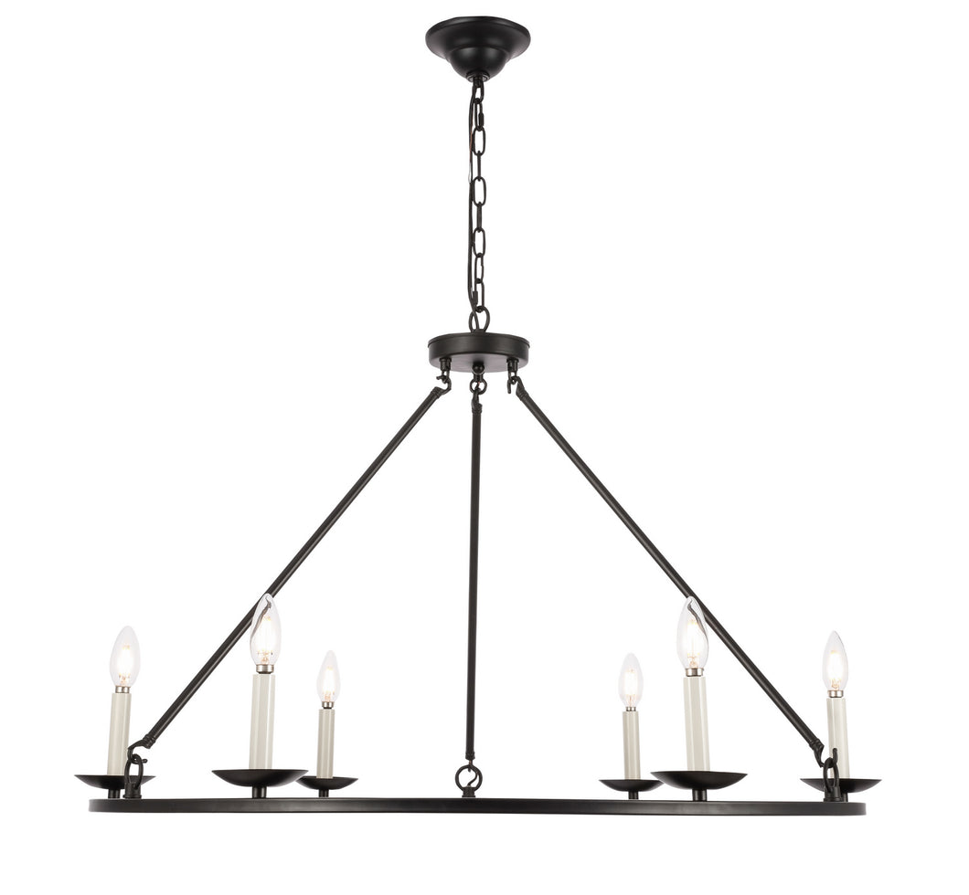 Elegant Lighting - LD6010D36BK - Six Light Chandelier - Maine