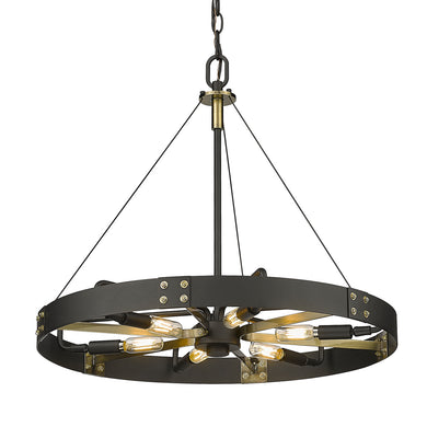 Golden - 3866-M NB-AB - Six Light Pendant - Vaughn