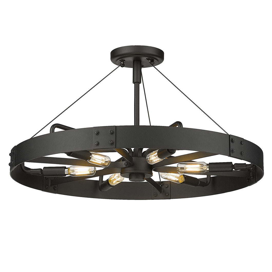 Golden - 3866-MSF NB-NB - Six Light Semi-Flush Mount - Vaughn
