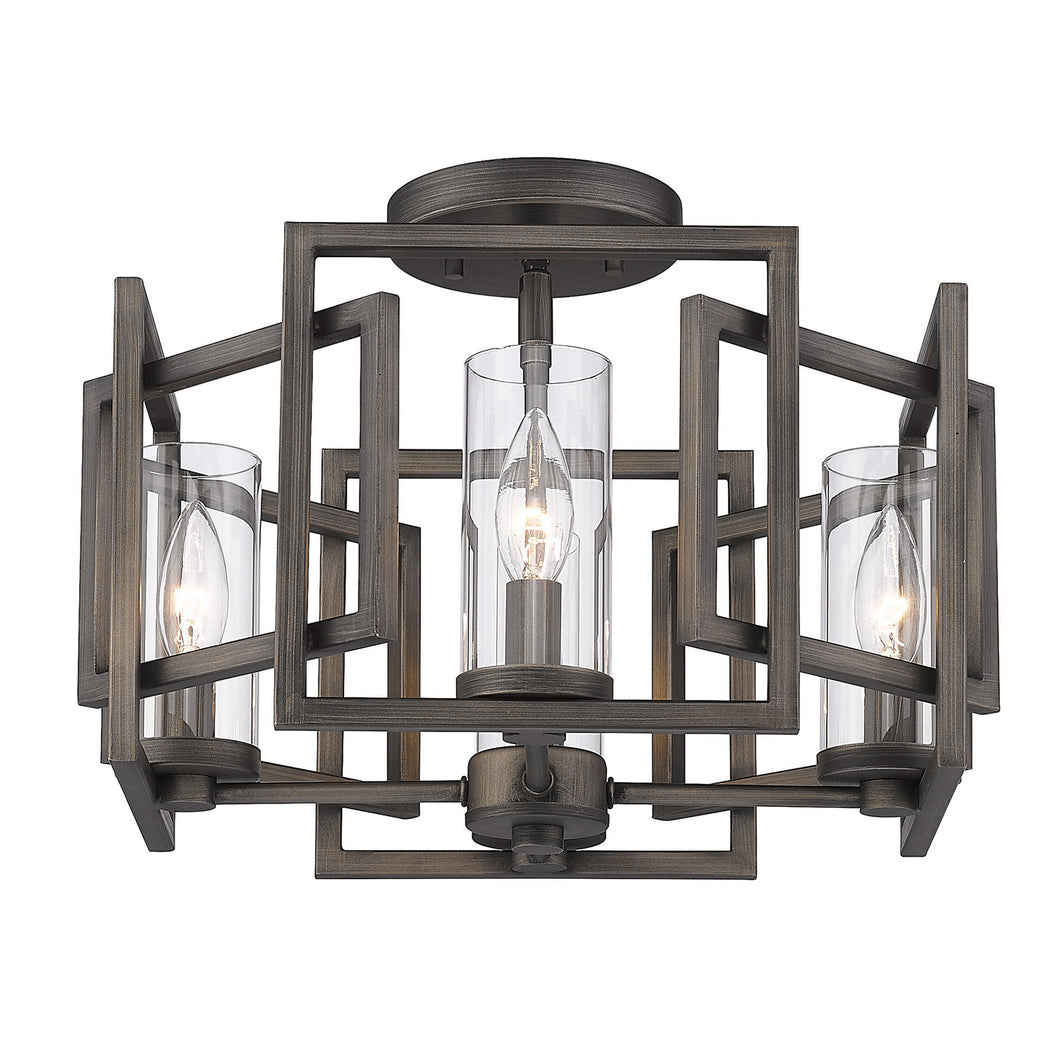 Golden - 6068-FM GMT - Four Light Flush Mount - Marco BLK