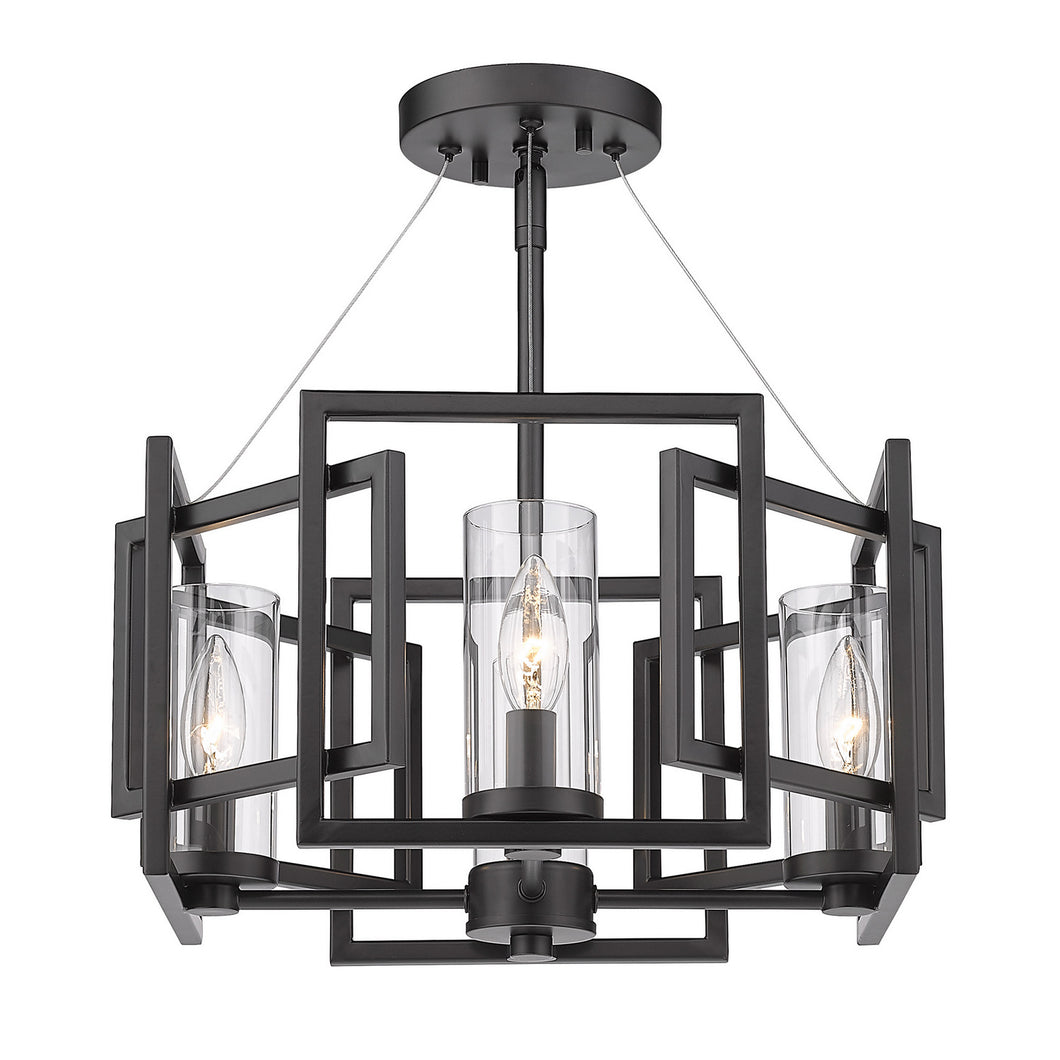 Golden - 6068-SF BLK - Four Light Semi-Flush Mount - Marco BLK