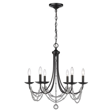 Golden - 7644-6 BLK - Six Light Chandelier - Mirabella BLK