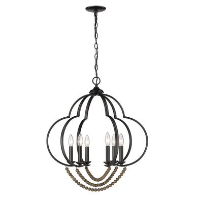 Golden - 8320-6P BLK-EWB - Six Light Pendant - Flori