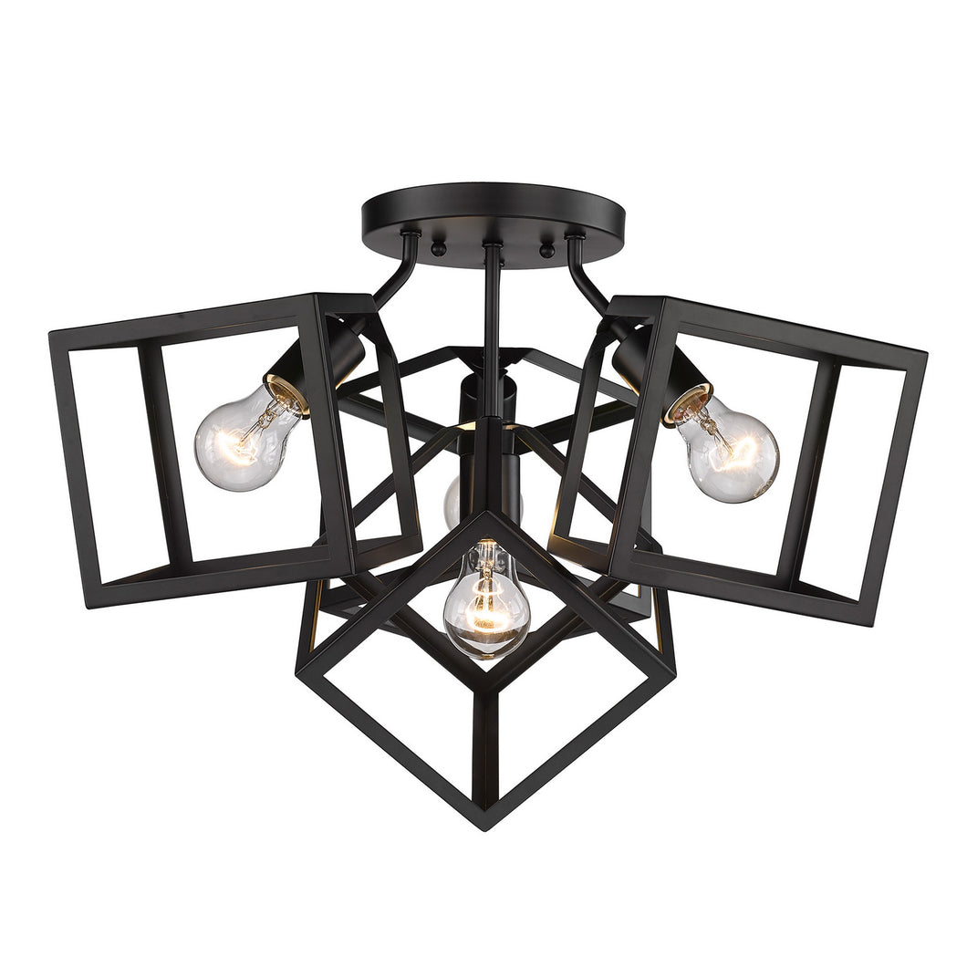 Golden - 2086-4SF BLK - Four Light Semi-Flush Mount - Cassio BLK