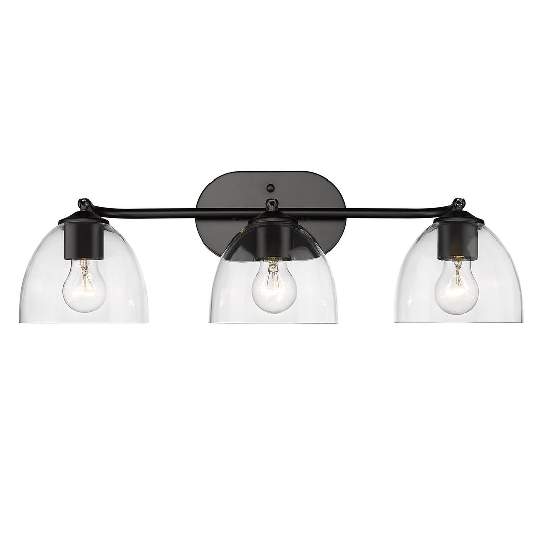 Golden - 6958-3SF BLK-BLK-CLR - Three Light Semi-Flush Mount - Roxie