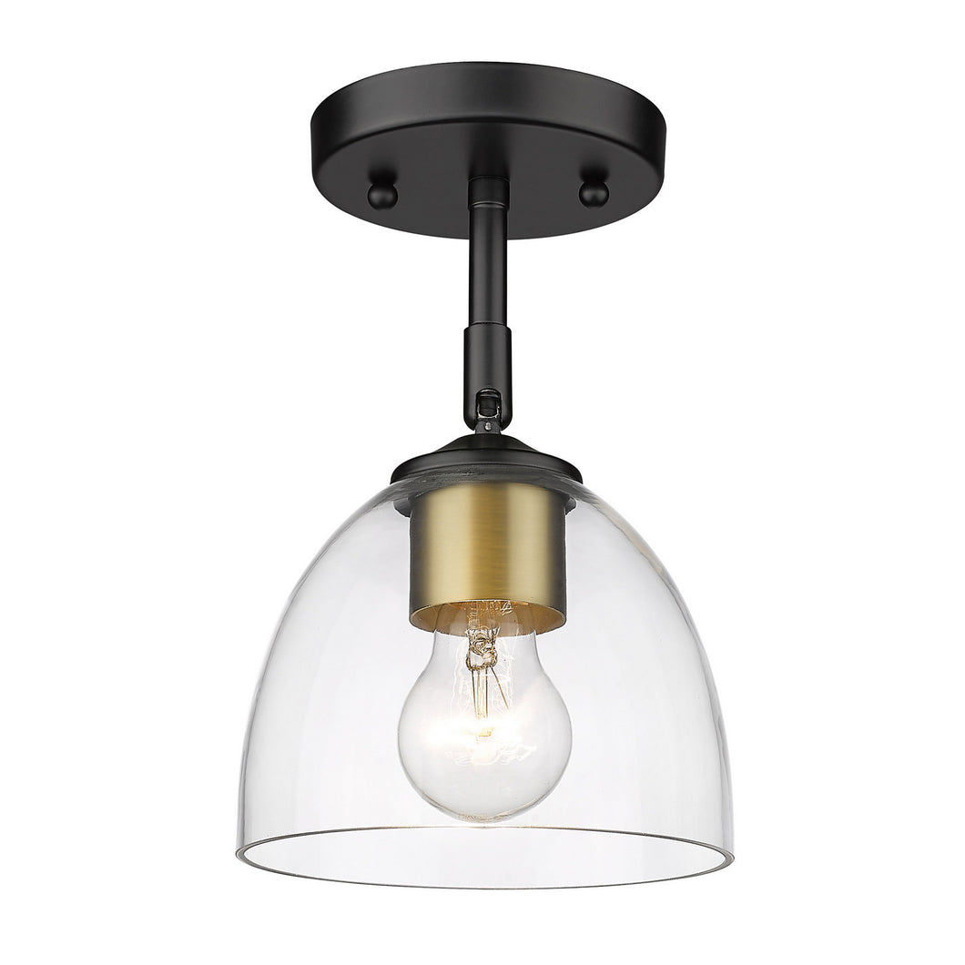 Golden - 6958-SF BLK-BCB-CLR - One Light Semi-Flush Mount - Roxie
