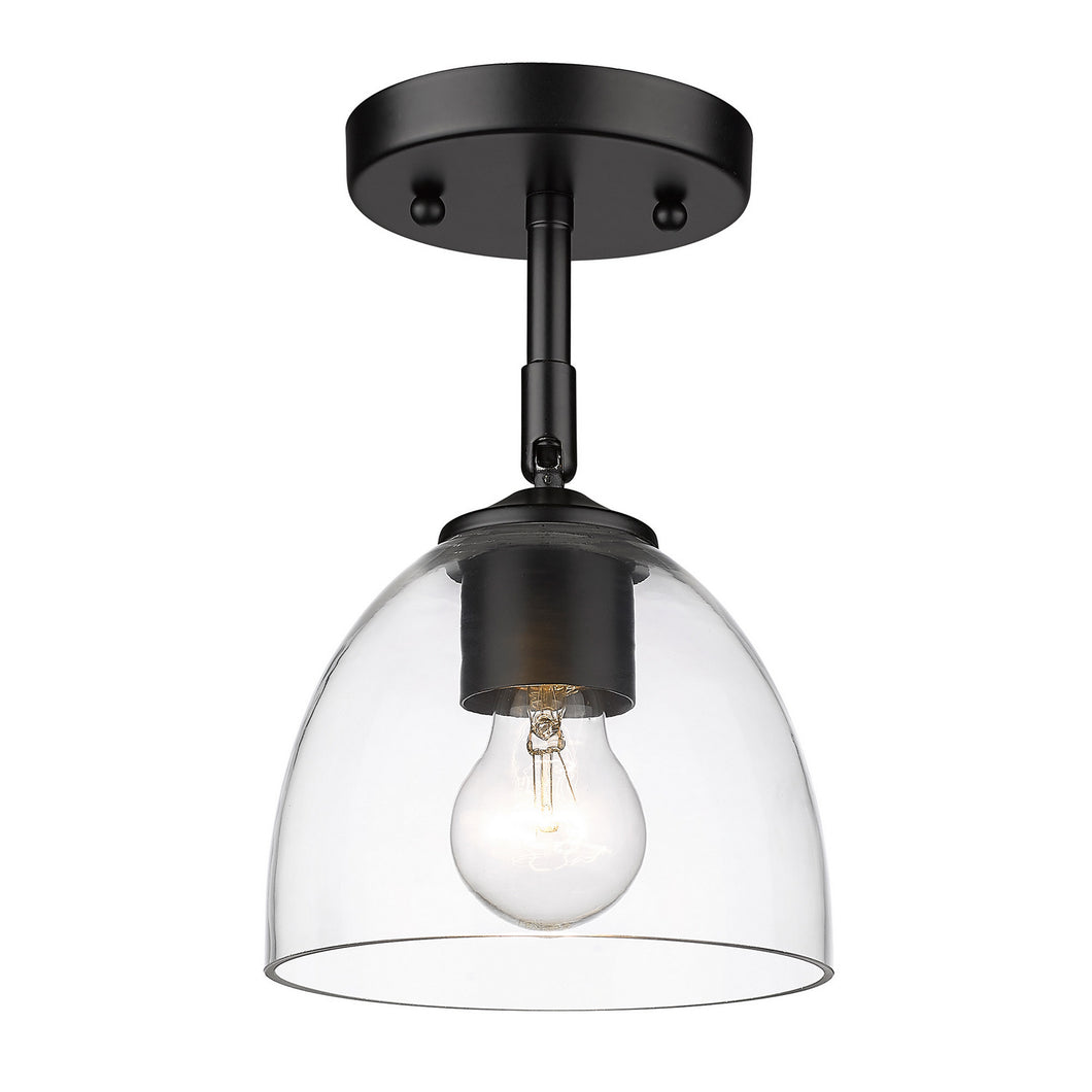 Golden - 6958-SF BLK-BLK-CLR - One Light Semi-Flush Mount - Roxie