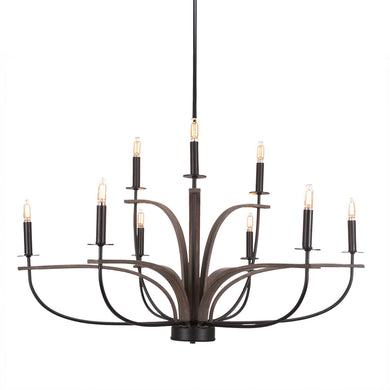 Toltec Lighting - 2909-MBDW - Nine Light Chandelier - Monterey