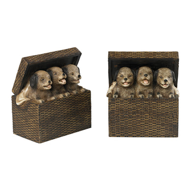 ELK Home - 93-19312/S2 - Bookends - Pups in a Basket