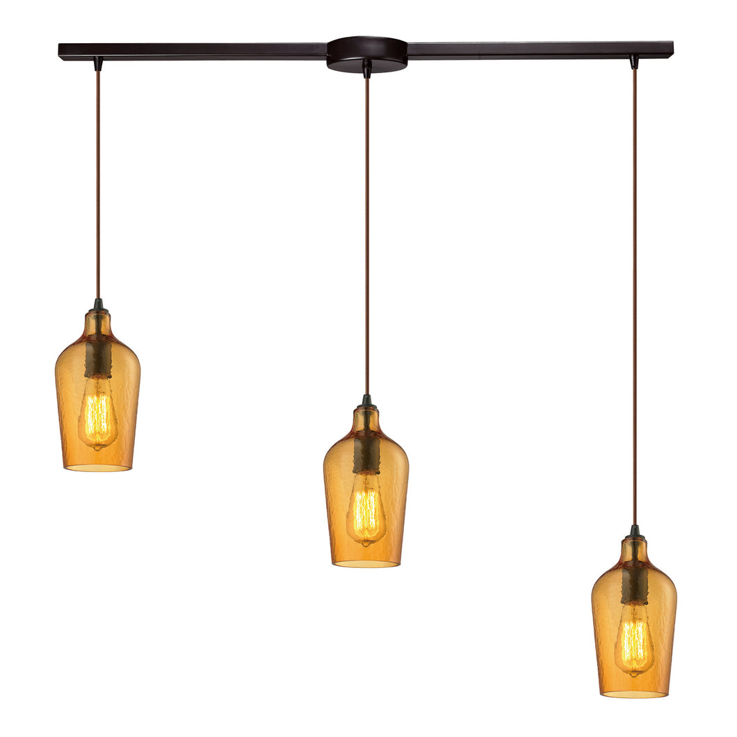 Elk Lighting - 10331/3L-HAMB - Three Light Pendant - Hammered Glass