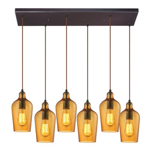 Elk Lighting - 10331/6RC-HAMB - Six Light Pendant - Hammered Glass