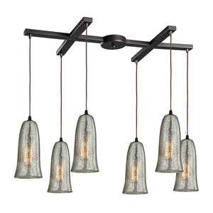 Elk Lighting - 10431/6HME - Six Light Pendant - Hammered Glass