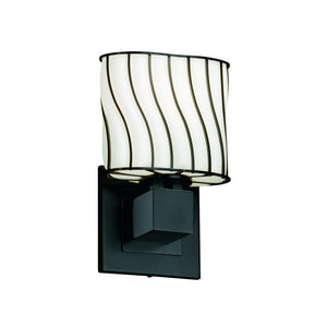 Justice Designs - WGL-8707-30-SWOP-MBLK - Wall Sconce - Wire Glass