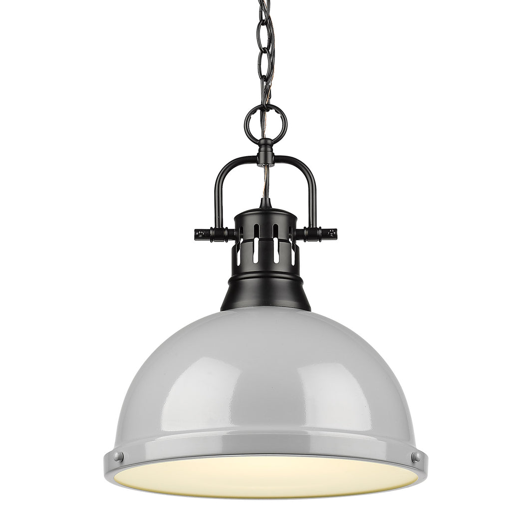 Golden - 3602-L BLK-GY - One Light Pendant - Duncan