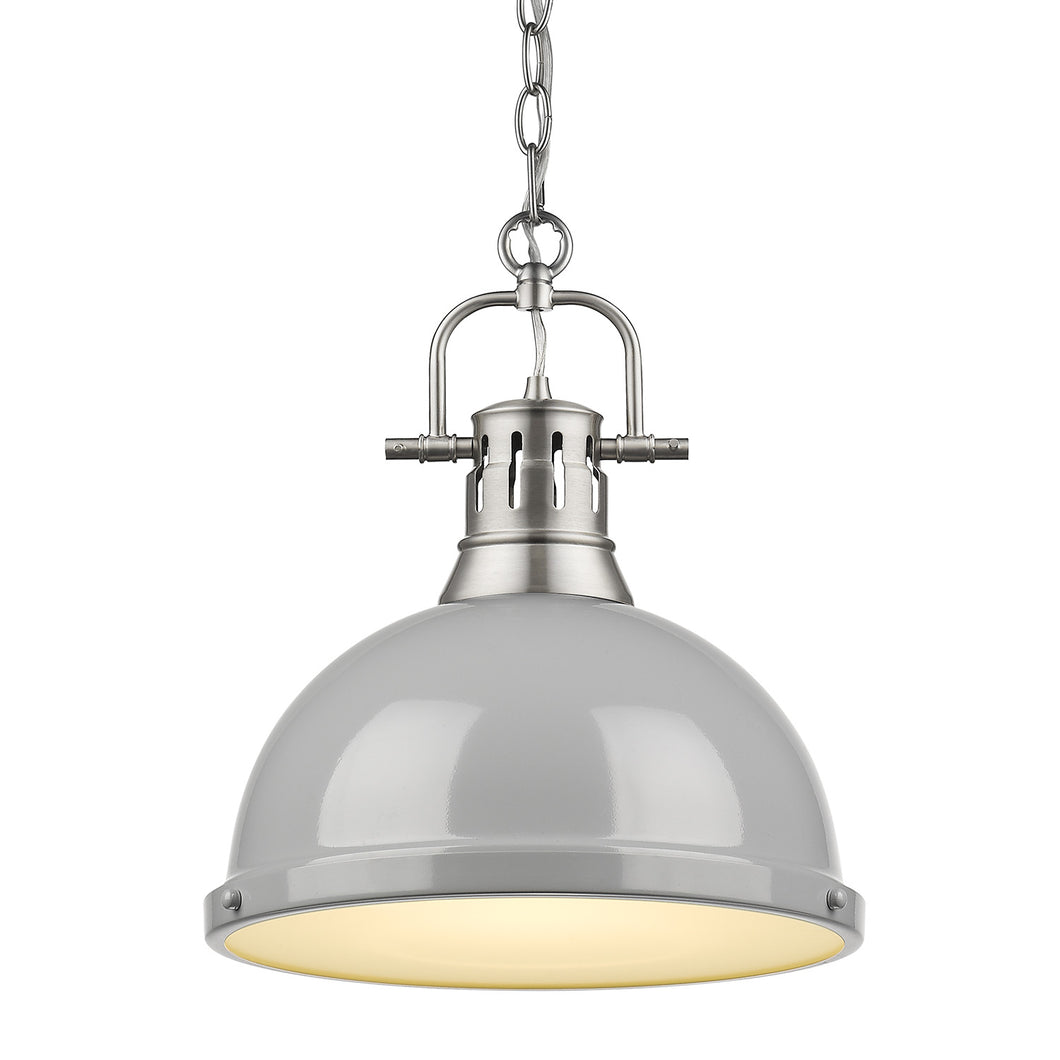 Golden - 3602-L PW-GY - One Light Pendant - Duncan