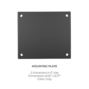 5" Vertical Mounting Plate - 2 numbers or letters - Grey