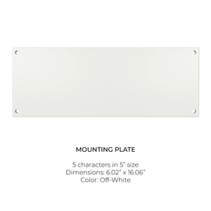 5" Vertical Mounting Plate - 4 to 5 numbers or letters - Off White